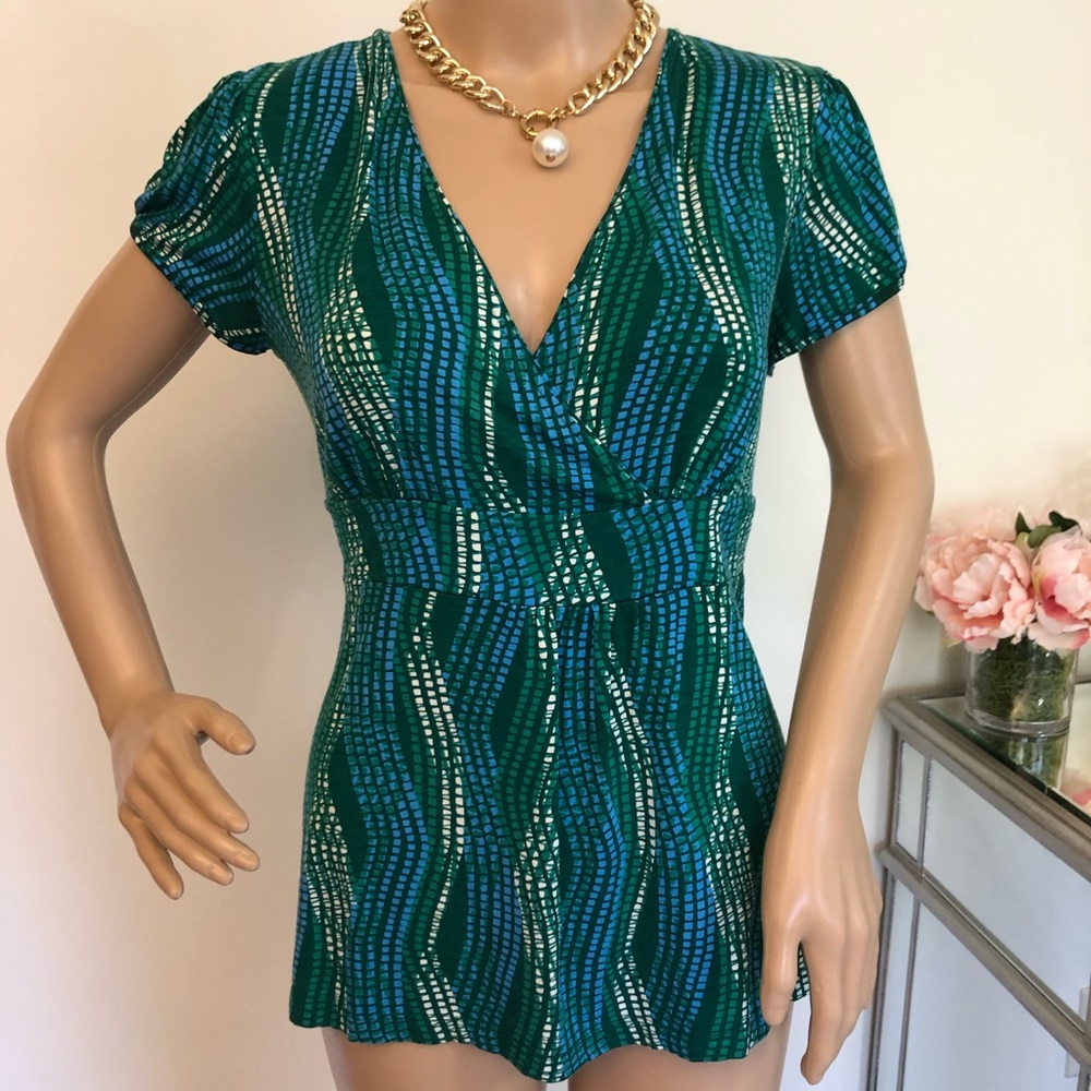 Halogen Colorful Short Sleeve Top